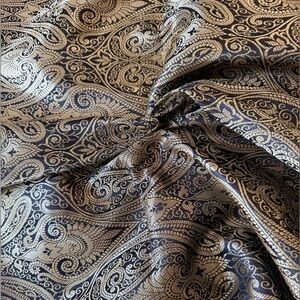 5.47 Yards of Black and Cream brocade, luxurious fabric with beautiful print